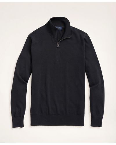 Brooks Brothers Big & Tall Supima Cotton Half-zip Sweater - Black