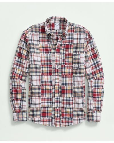 Brooks Brothers Cotton Madras Button-down Collar Sport Shirt - Red