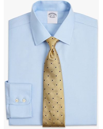 Brooks Brothers Regular Fit Pastel Blue Non-iron Twill Ainsley Collar Dress Shirt