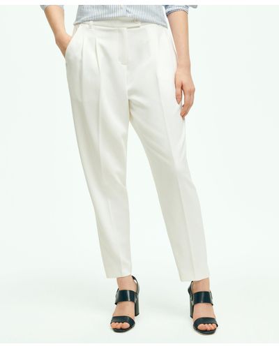 Brooks Brothers Cropped Fine Twill Crepe Pants - White