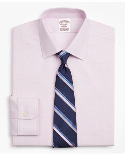 Brooks Brothers Stretch Soho Extra-slim-fit Dress Shirt, Non-iron Royal Oxford Ainsley Collar Check - Pink