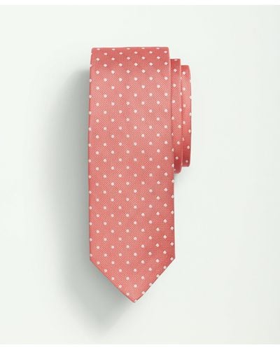 Brooks Brothers Silk Basketweave Dot Tie - Pink