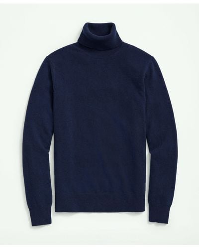 Brooks Brothers 3-ply Cashmere Turtleneck Sweater - Blue