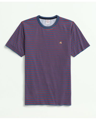 Brooks Brothers Peached Cotton Striped T-shirt - Purple