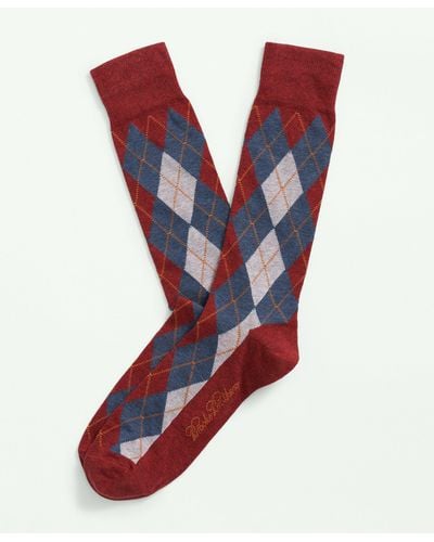 Brooks Brothers Cotton Blend Argyle Socks - Red