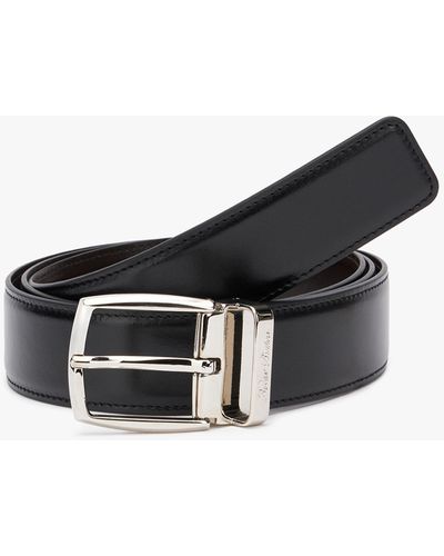 Brooks Brothers Black Reversible Leather Belt - Negro