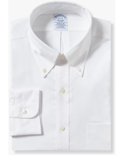 Brooks Brothers Weißes Regular-fit Non-iron Performance-anzughemd Mit Button-down-kragen