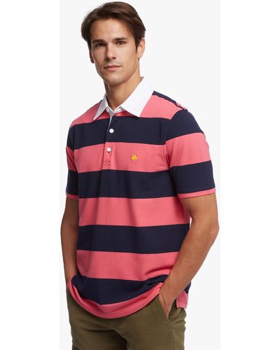 Brooks Brothers Polo Slim Fit In Piquet Con Righe Rugby - Rosso