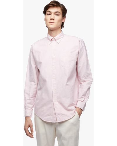 Brooks Brothers Chemise En Oxford À Rayures Col Polo Button-down - Rose