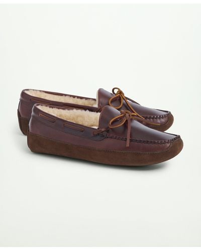Brooks Brothers Lone Tree Shearling Slipper Shoes - Brown