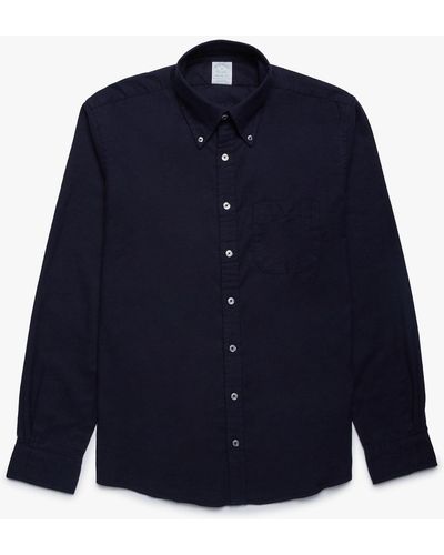 Brooks Brothers Milano Slim Fit Freizeithemd, Portugiesischer Flanell, Button-down-kragen - Blau