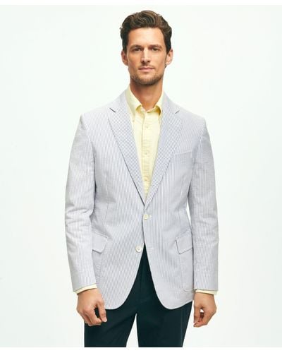 Brooks Brothers Classic Fit Archive-inspired Seersucker Sport Coat In Cotton - White
