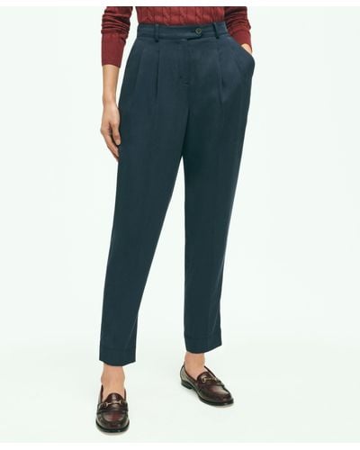 Brooks Brothers Slim Pleat-front Cropped Pants - Blue