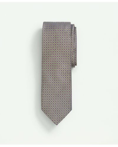 Brooks Brothers Silk Woven Mini Geo Pattern Tie - Gray