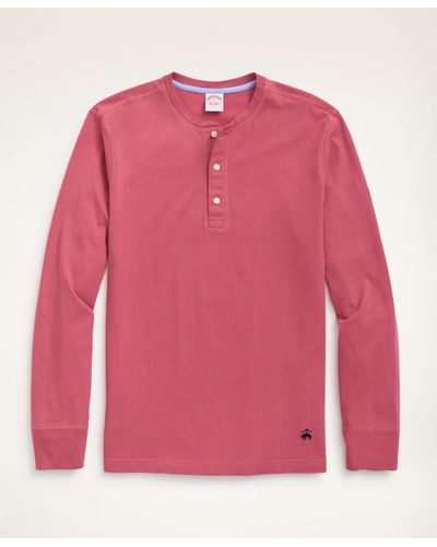 Brooks Brothers Cotton Jersey Henley - Red