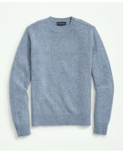 Brooks Brothers Brushed Wool Raglan Crewneck Sweater - Blue