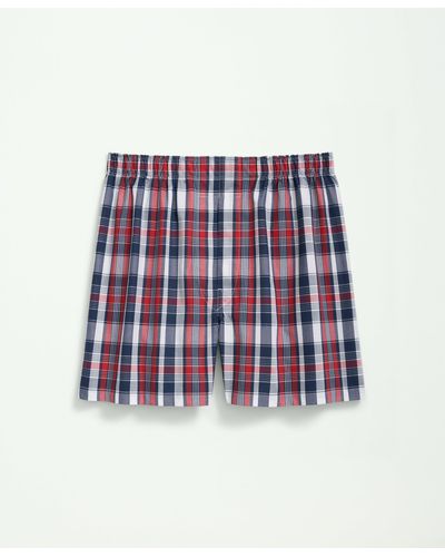 Brooks Brothers Cotton Broadcloth Madras Boxers - Red