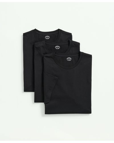 Brooks Brothers Supima Cotton Crewneck 3 Pack T-shirts - Black