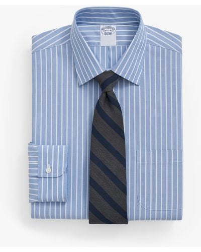 Brooks Brothers Camisa De Vestir Azul Claro De Corte Regular Non-iron En Tejido De Espiga Elástico Con Cuello Ainsley