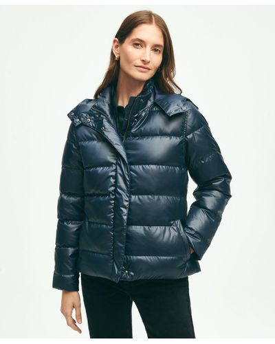 Brooks Brothers Down Hooded Puffer Coat - Blue