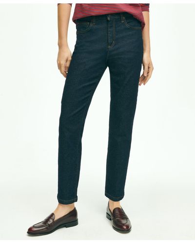 Brooks Brothers Stretch Cotton Slim-straight Cropped Denim Jeans - Blue