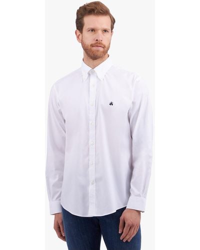 Brooks Brothers Camisa Informal De Algodón Supima Elástico Blanco Non-iron Corte Regular Con Cuello Button Down