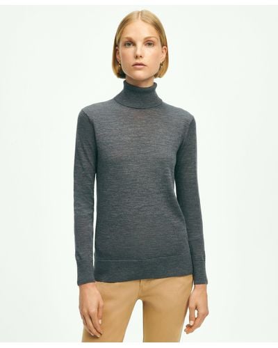 Brooks Brothers Merino Wool Turtleneck Sweater - Blue
