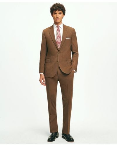Brooks Brothers Classic Fit Stretch Wool Pinstripe 1818 Suit - Brown