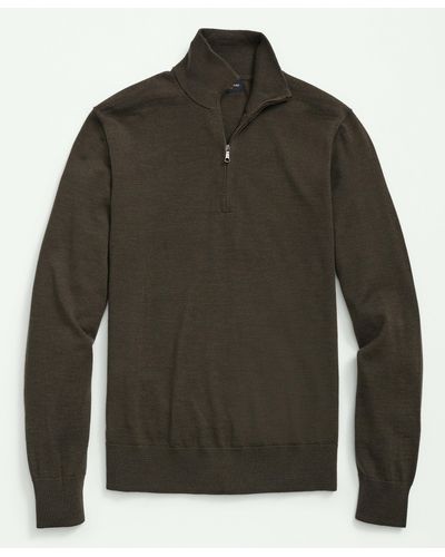 Brooks Brothers Fine Merino Wool Half-zip Sweater - Green
