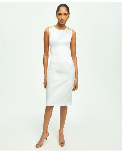 Brooks Brothers Cotton Pique Sheath Dress - White