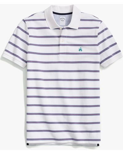 Brooks Brothers Polo Bianca A Righe Golden Fleece In Cotone - Bianco