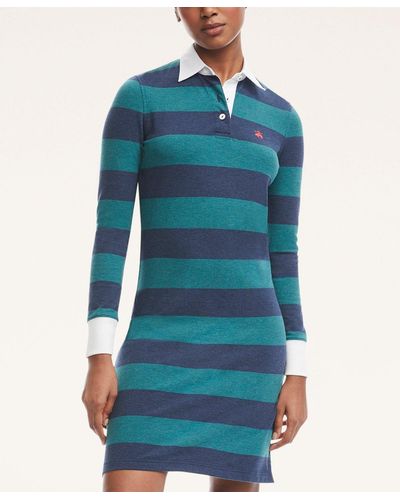 Brooks Brothers Cotton Pique Rugby Stripe Dress - Blue