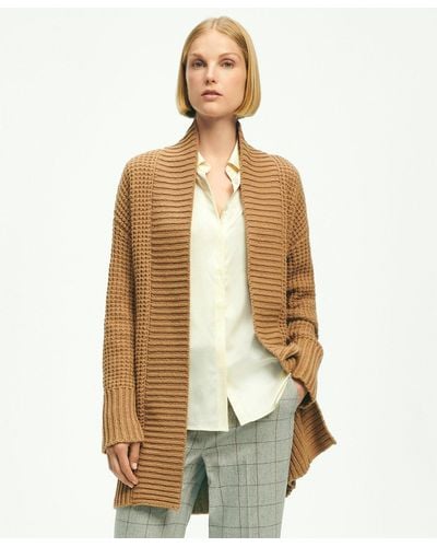 Brooks Brothers Camel Hair Open Front Cardigan - Natural