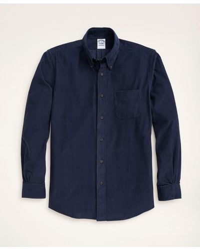 Brooks Brothers Regent Regular-fit Sport Shirt, Button-down Collar Pinwale Corduroy - Blue