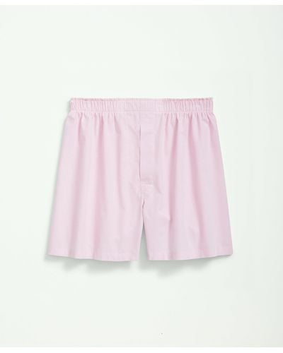 Brooks Brothers Cotton Broadcloth Micro Gingham Boxers - Pink