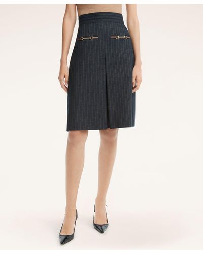 Brooks Brothers Cotton Pleated A-line Skirt - Black