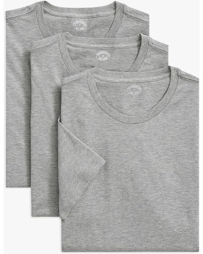 Brooks Brothers T-shirt Grigie Screziate In Cotone Supima Girocollo (confezione Da 3) - Grigio