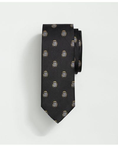 Brooks Brothers Silk Bb Crest Embroidered Tie - Black