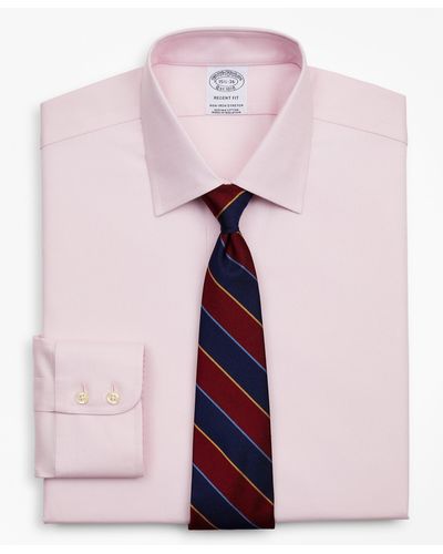 Brooks Brothers Stretch Milano Slim-fit Dress Shirt, Non-iron Royal Oxford Ainsley Collar - Pink