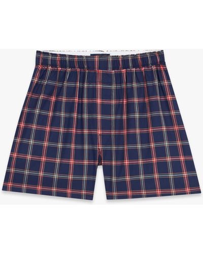 Brooks Brothers Navy Check Cotton Boxers - Blu