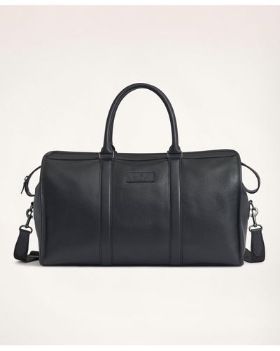 Brooks Brothers Pebbled Leather Duffel Bag - Black