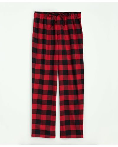 Brooks Brothers Cotton Flannel Buffalo Plaid Lounge Pants - Red