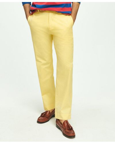 Brooks Brothers Milano Slim-fit Stretch Supima Cotton Washed Chino Pants - Yellow