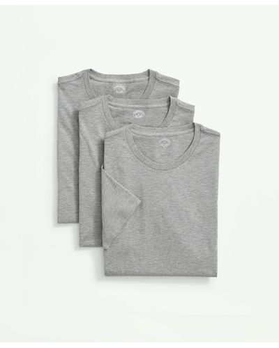 Brooks Brothers Supima Cotton Crewneck 3 Pack T-shirts - Gray