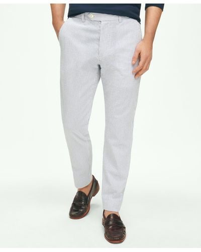 Brooks Brothers Slim Fit Cotton Seersucker Pants In Classic Stripe - Blue
