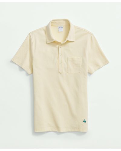 Brooks Brothers The Vintage Oxford-collar Polo Shirt In Cotton Blend - Natural