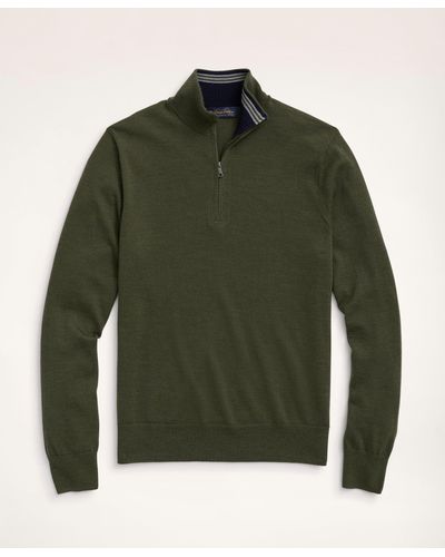 Brooks Brothers Merino Wool Half Zip Sweater - Green