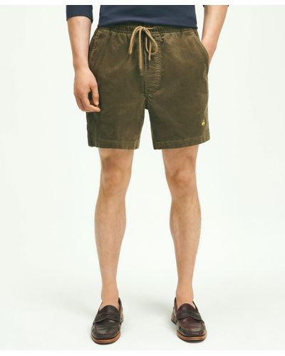 Brooks Brothers Stretch Cotton Drawstring Friday 15-wale Corduroy Shorts Pants - Green