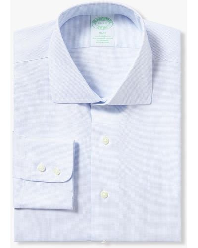Brooks Brothers Pastel Blue Slim Fit Non-iron Stretch Cotton Shirt With English Spread Collar - Azul