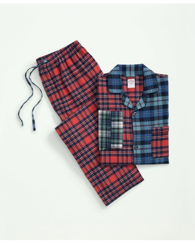 Brooks Brothers Cotton Flannel Fun Pattern Pajamas - Red